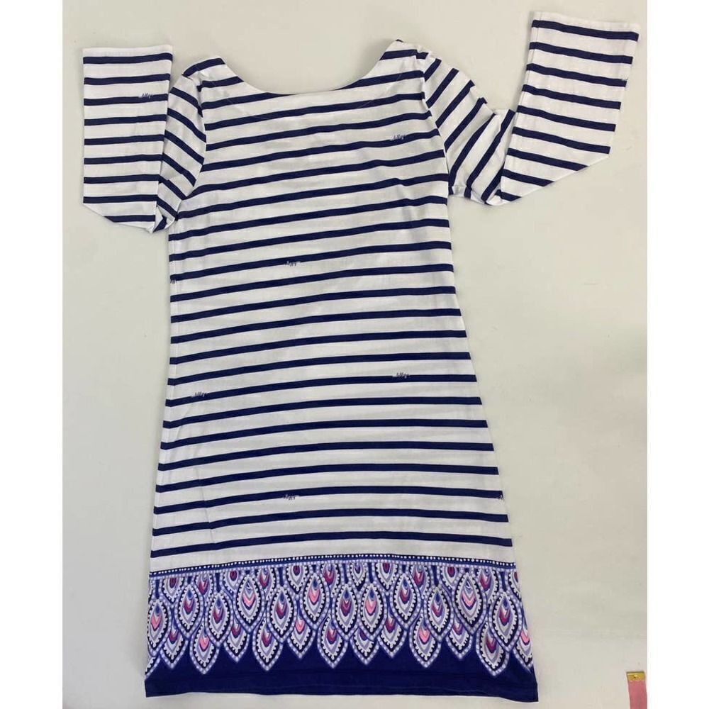 Lilly Pulitzer Cotton Print Stripes Striped Dress Blue White -Women's Size Small